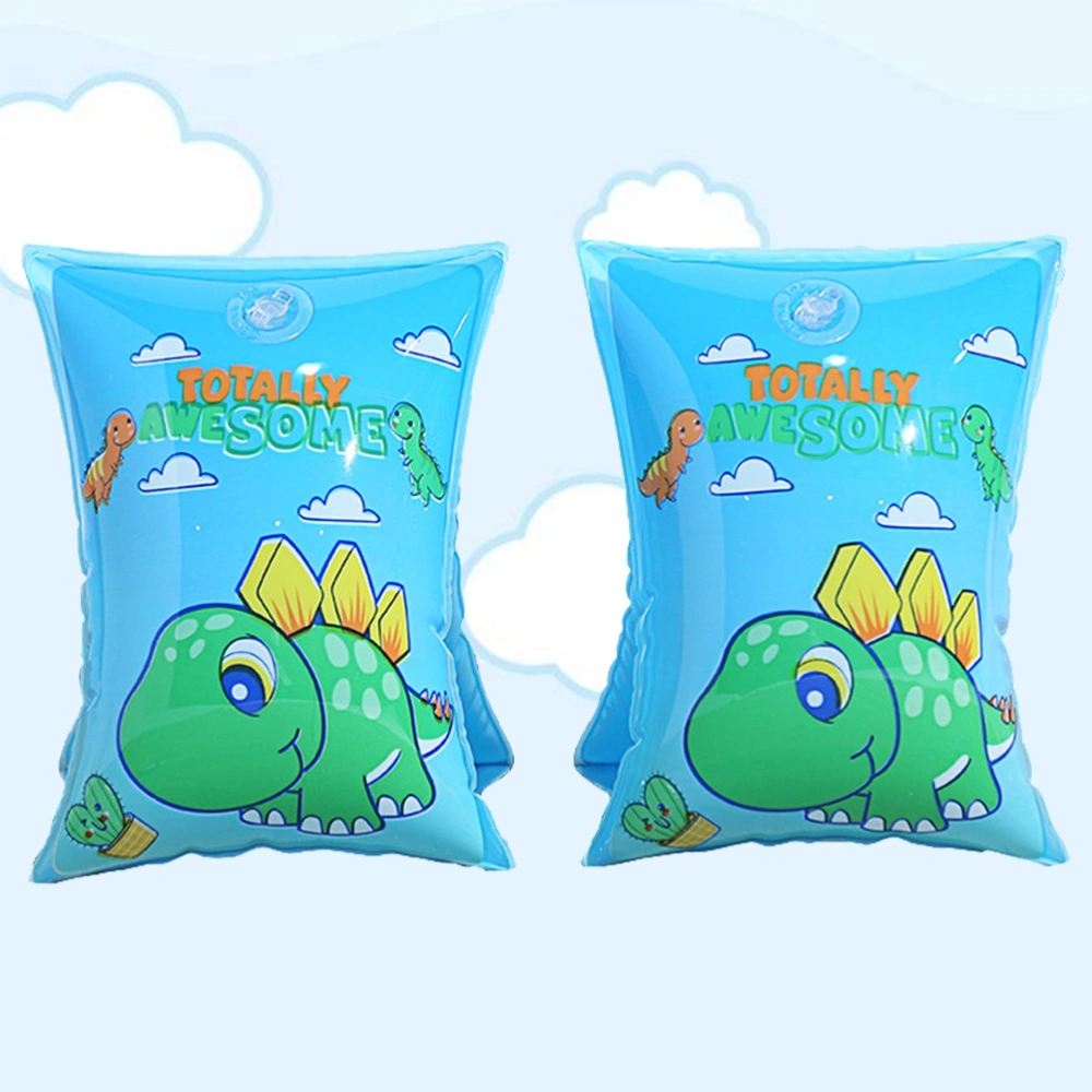 1 Pair Adorable Dinosaur Pattern Swim Rollup Floats Tube Water Wings Inflatable Armbands Flotation Sleeves for Kids Children