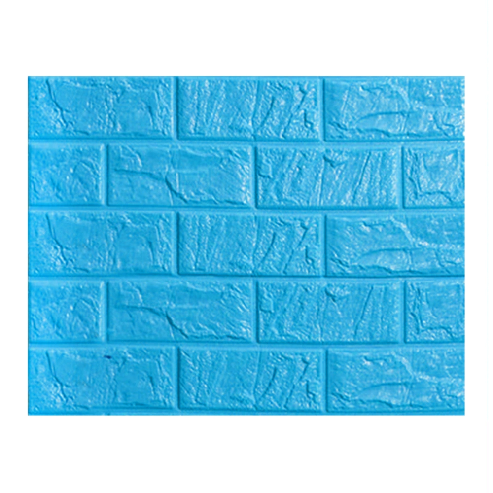 Peel and Stick 3D Brick Wall Sticker PE DIY Wallpaper Self Adhesive Wall Panels 60x30cm (Sky Blue)