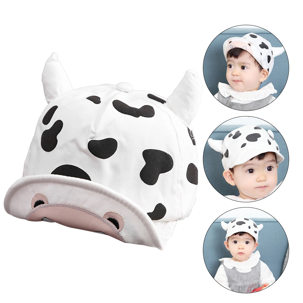 1Pc Cotton Bucket Hat Adorable Cow Shaped Sunhat Peaked Sun Block for Boy Girl Infant (Random Color)