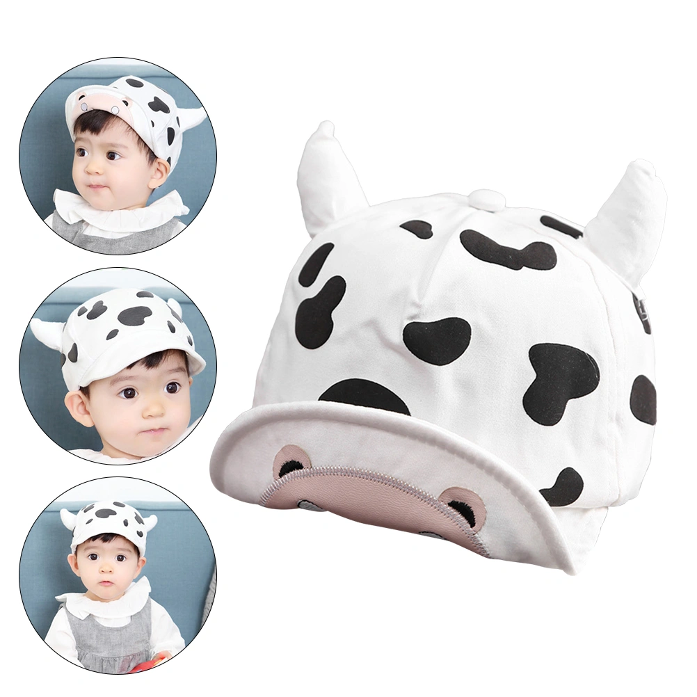 1Pc Cotton Bucket Hat Adorable Cow Shaped Sunhat Peaked Sun Block for Boy Girl Infant (Random Color)