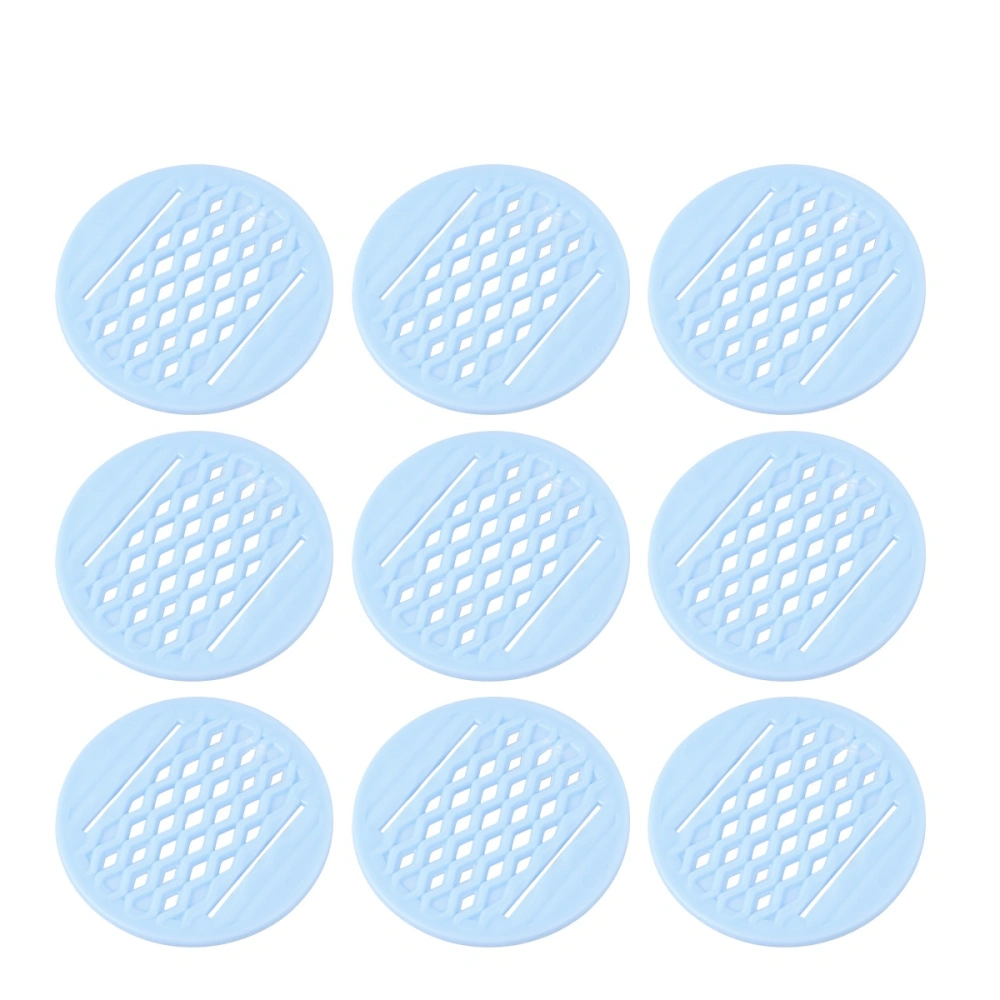 25 Pcs Round Mesh Pads Flowerpot Bottom Grid Hard PP Colored Mat Garden Drainage Mesh Hollow Pads for Home Planting Supplies (Sky-blue, 4.5CM Diameter)