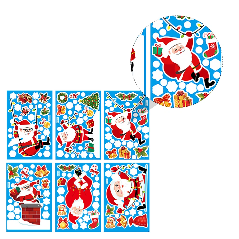 6Pcs Removable Christmas Glass Stickers PVC Window Stickers Christmas Decals