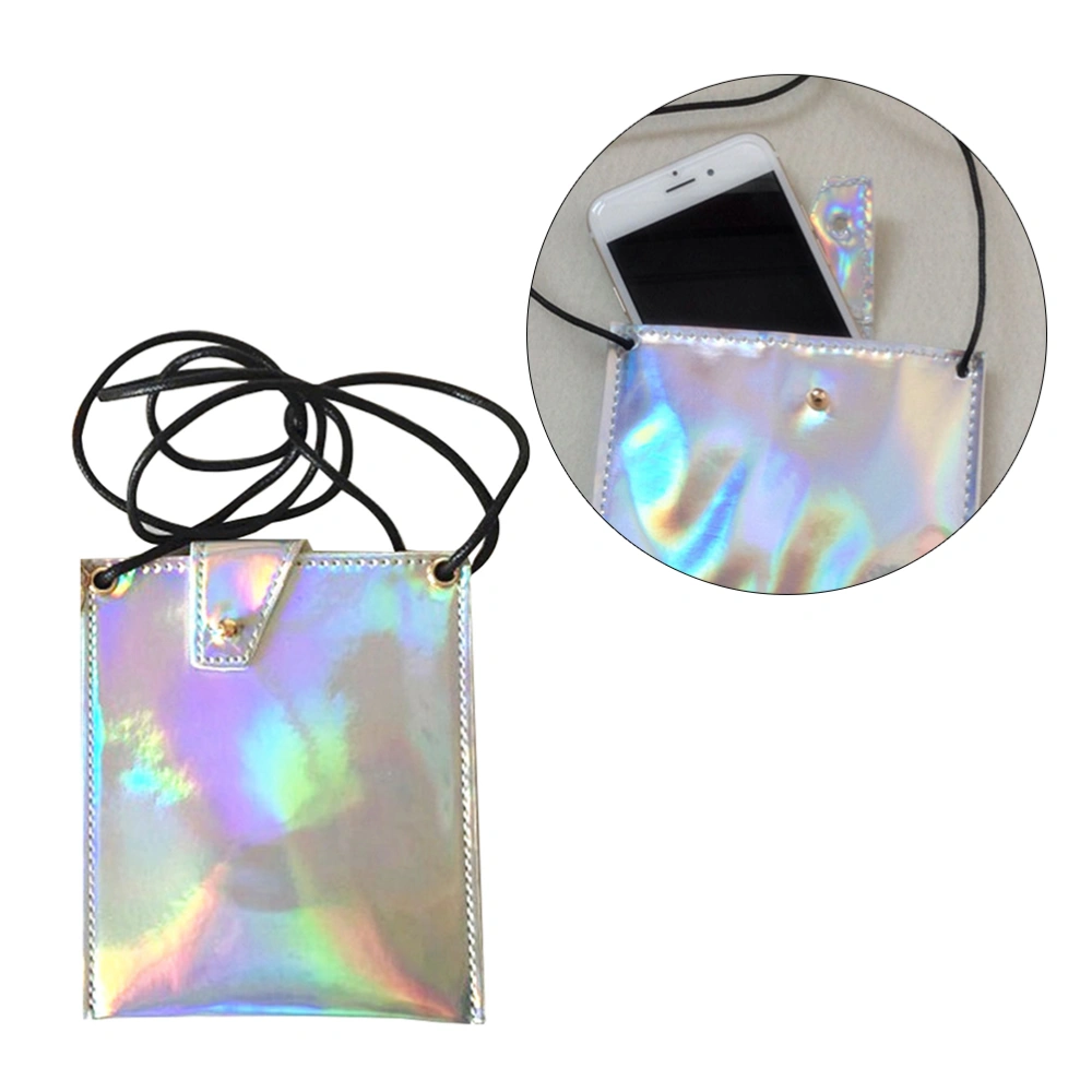 Hologram Clutch Purse Wallet Handbag Crossbody Bag Holographic Leather Evening Clutch Bag for Women with Rope - Size L