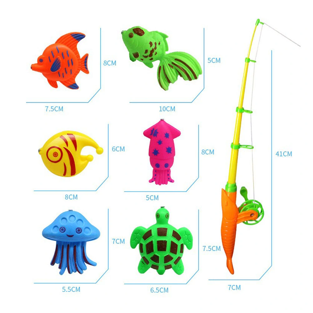 22pcs Magnetic Rod Net Fishing Toys Suit Fishing Game Set for Children Boy Girl (20pcs Fish + 1pc Rod + 1pc Net, Random Pattern and Color)