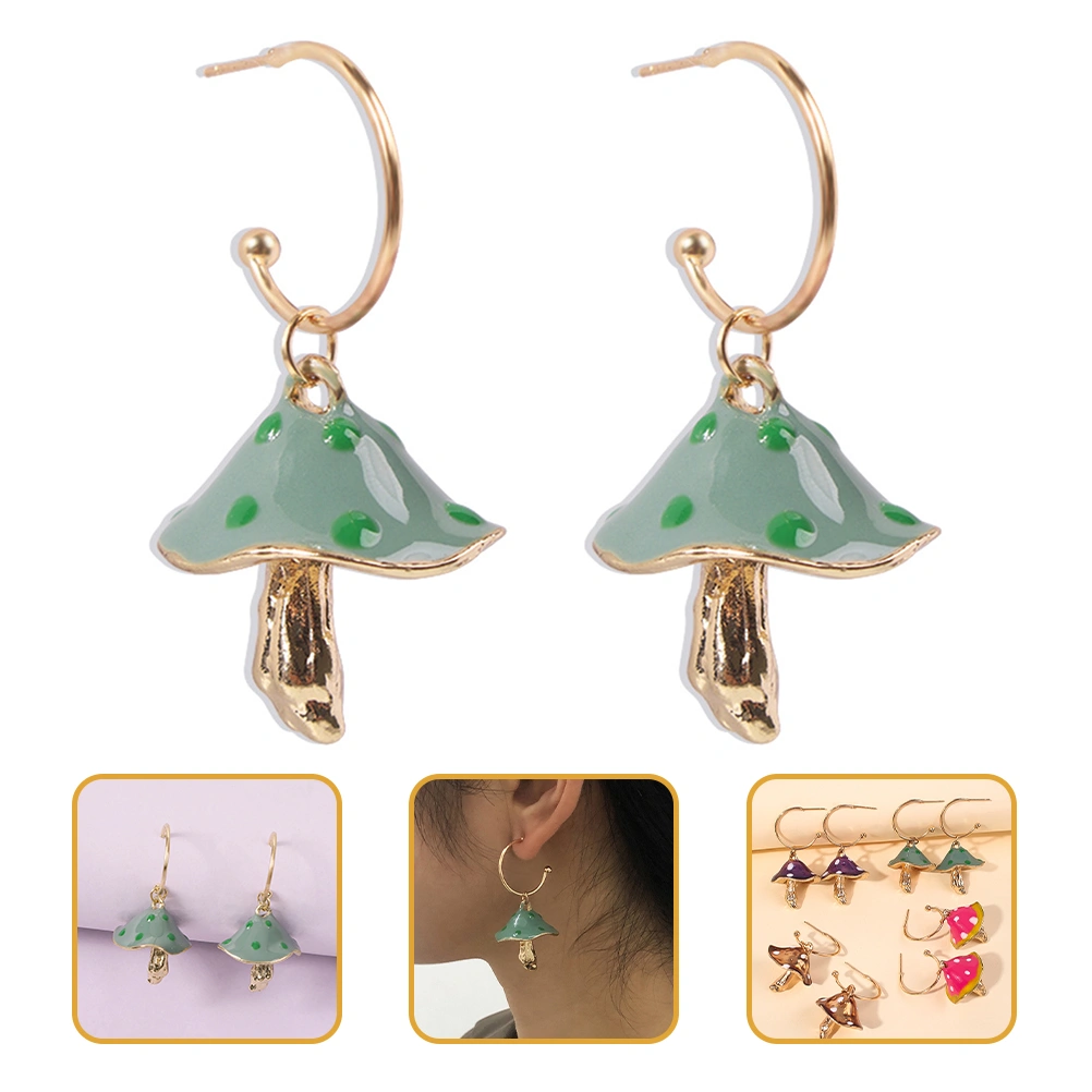 1 Pair Mushroom Earrings Long Pendant Earrings Funny Earrings Jewelry for Women