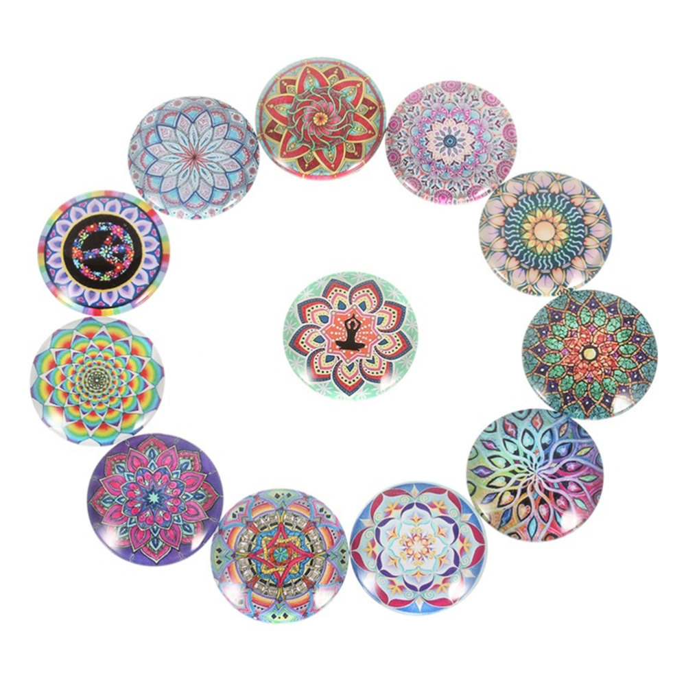 40PCS 12MM DIY Time Glass Patch Round Lotus Patterns Glass Interface Creative DIY Glass Patches Delicate Printed Round Glass Patches for DIY Crafts Making (Mixed Color)