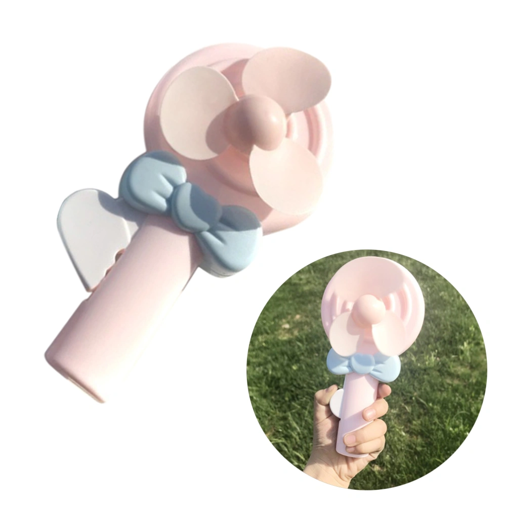 Lovely Lollipop Shape Mini Hand-held Hand Pressure Hand Fan Portable Blowing Fan for Children Kids(Pink)