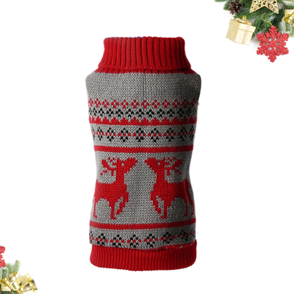 1Pc Fashion Dog Cat Winter Deer Pattern Costume Warm Christmas Sweater Letters Pet Clothes Size M(Red)