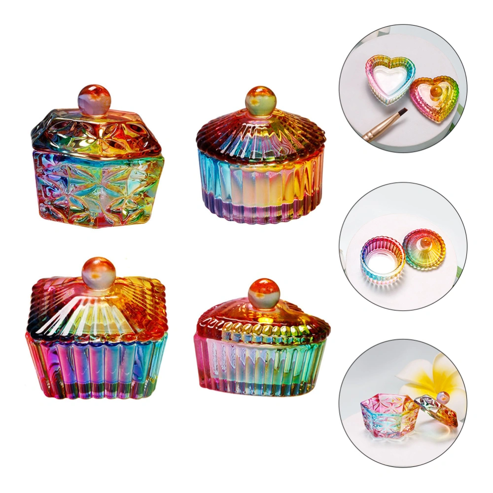 4Pcs Professional Dappen Dishes Multi-function Nail Dishes Decorative Manicure Cups