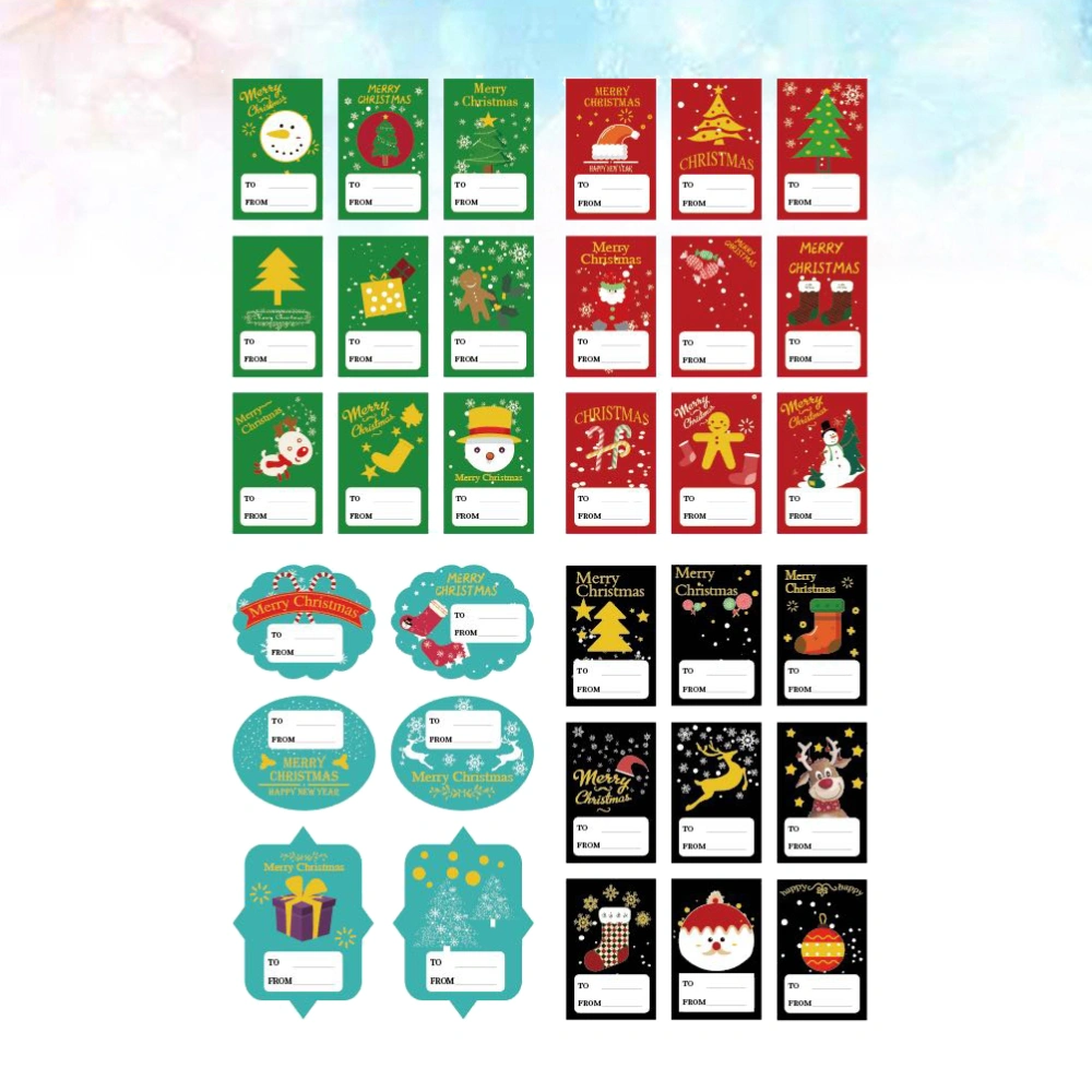 6 Sets Creative Gift Tag Various Christmas Design Printing Sealing Stickers Self-Adhesive Candy Bag Stickers Party Favor Decals Gifts Supplies Decoration(4 Sheets in 1 Set)