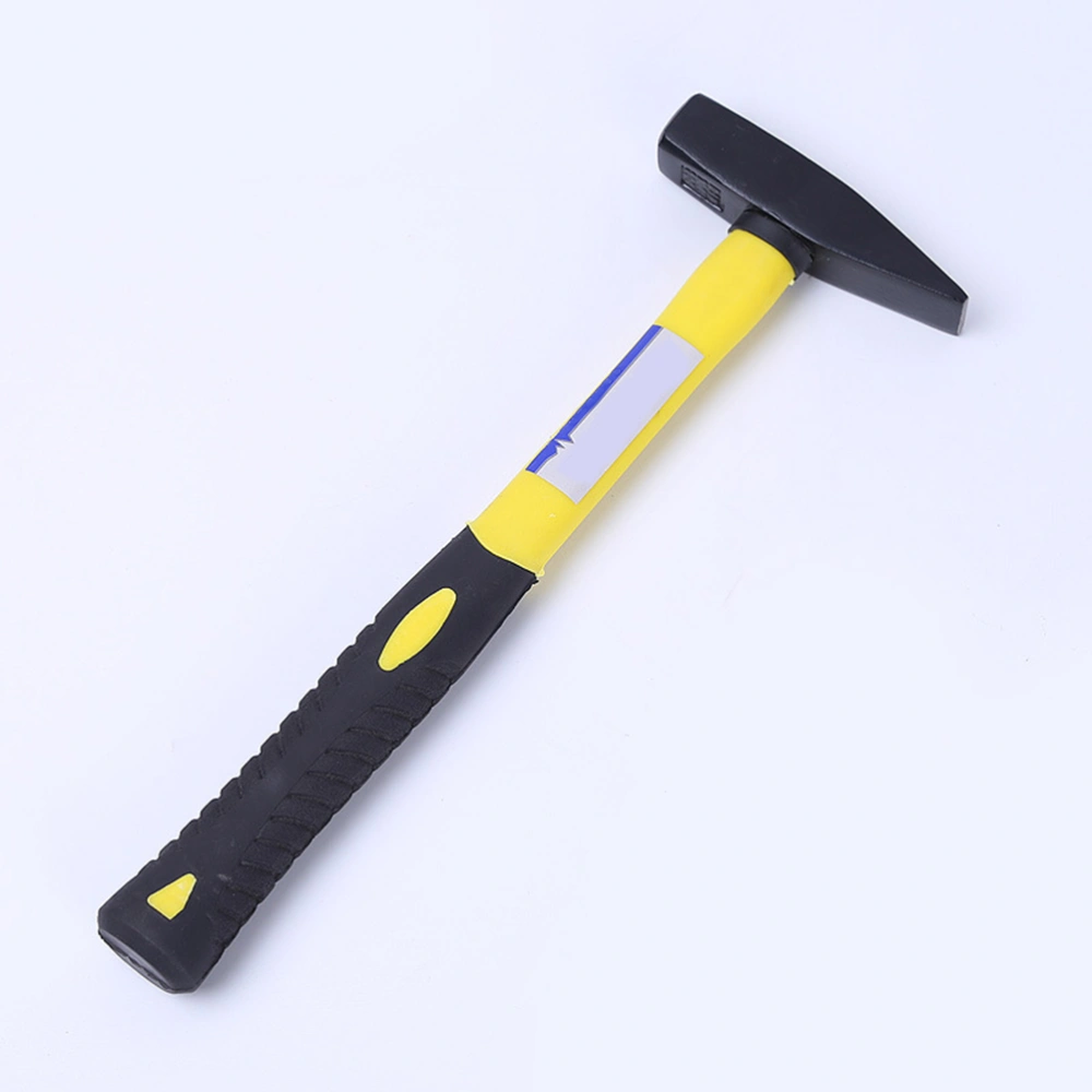 Flat Head TPR Duck Hammer Fiber Handle Plastic Coated Bench Hammer Black Spray 45 Steel Fitter Hammer Knock Hammer (200G)