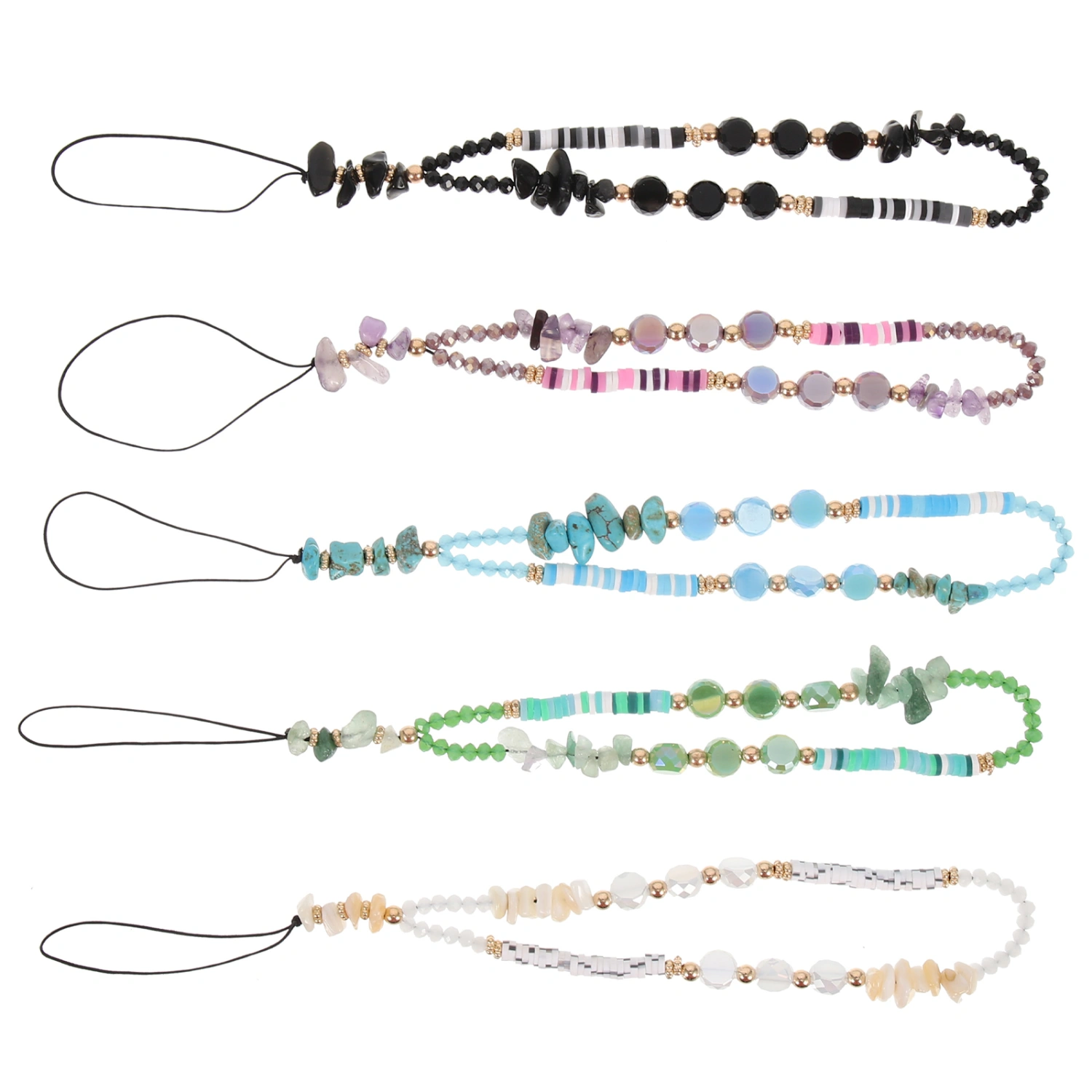 5pcs Mobile Phone Lanyards Diy Beaded Phone Charms Phone Ropes Phone Supplies