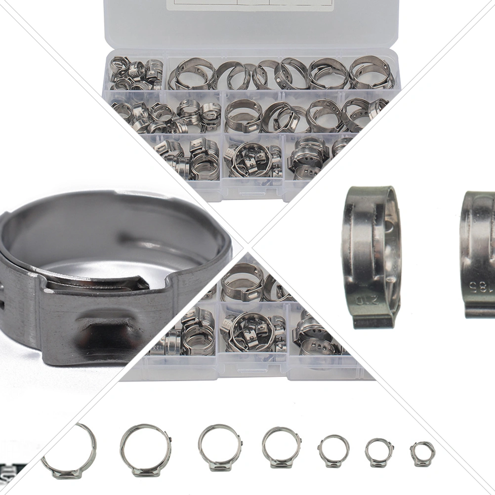 90pcs 5.8-21mm Single Ear Plus Stainless Steel Hydraulic Hose Clamps Clips