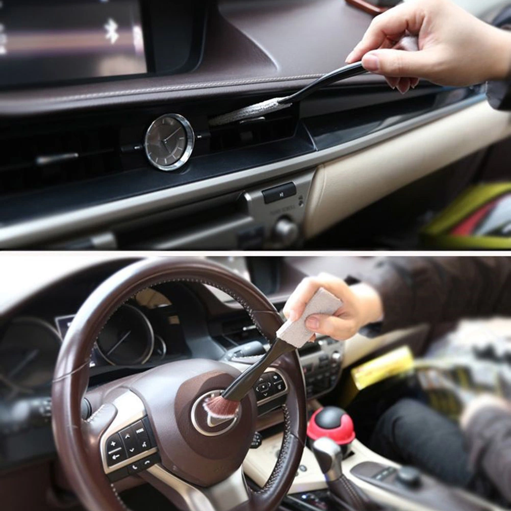 1PC Car Air Conditioning Outlet Brush Automobile Cleaning Brush Computer Keyboard Dust Brush (Green Handle)