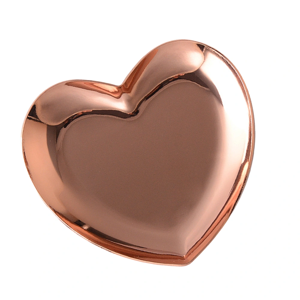 Metal Jewelry Plate Stainless Steel Plate Adorable Storage Disc Heart Shaped Tray for Home Kitchen Desktop Photo (Rose Gold)