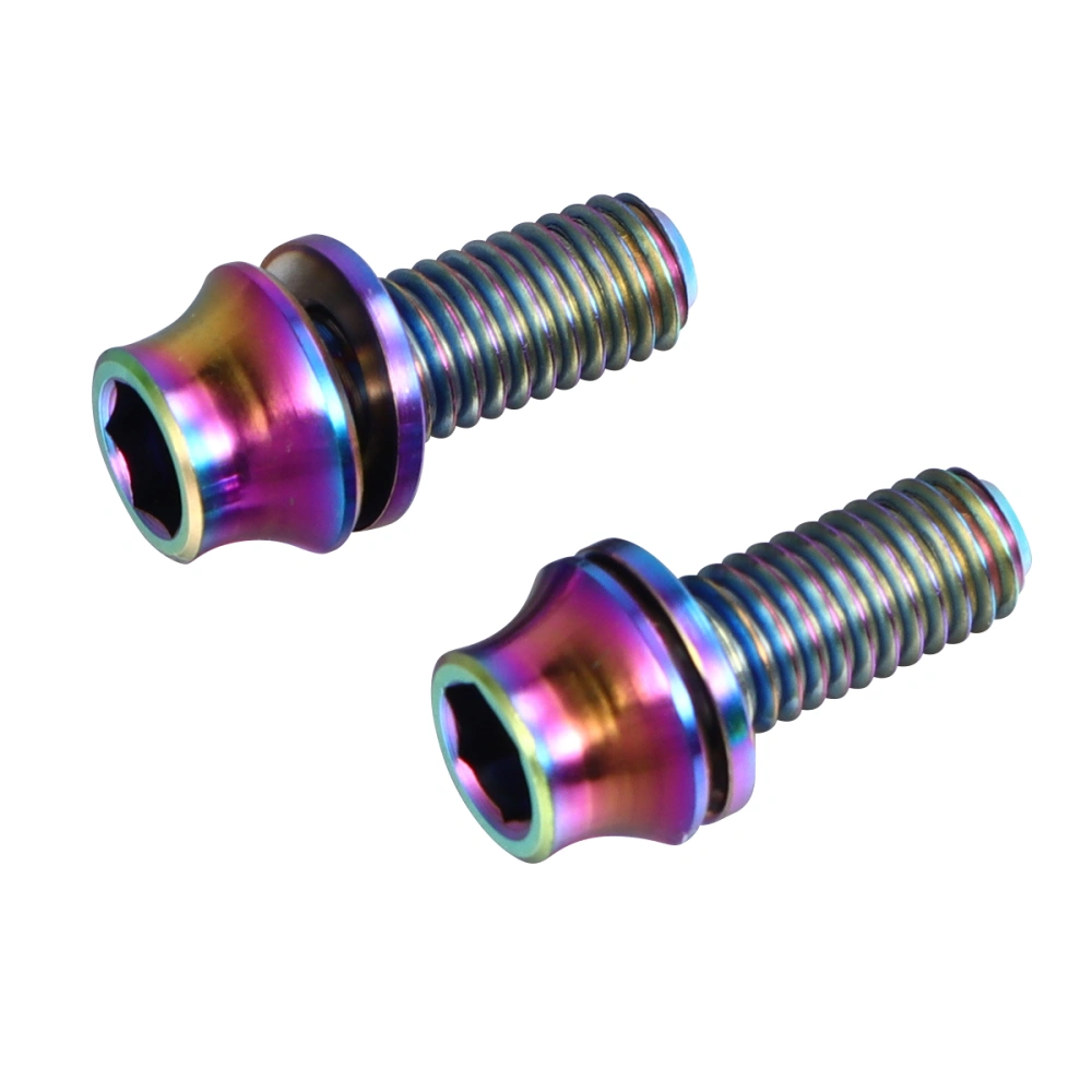 2PCS M5x12MM Kettle Frame Screw Titanium Alloy Screw Mountain Bike Road Handle Screw (Colorful)