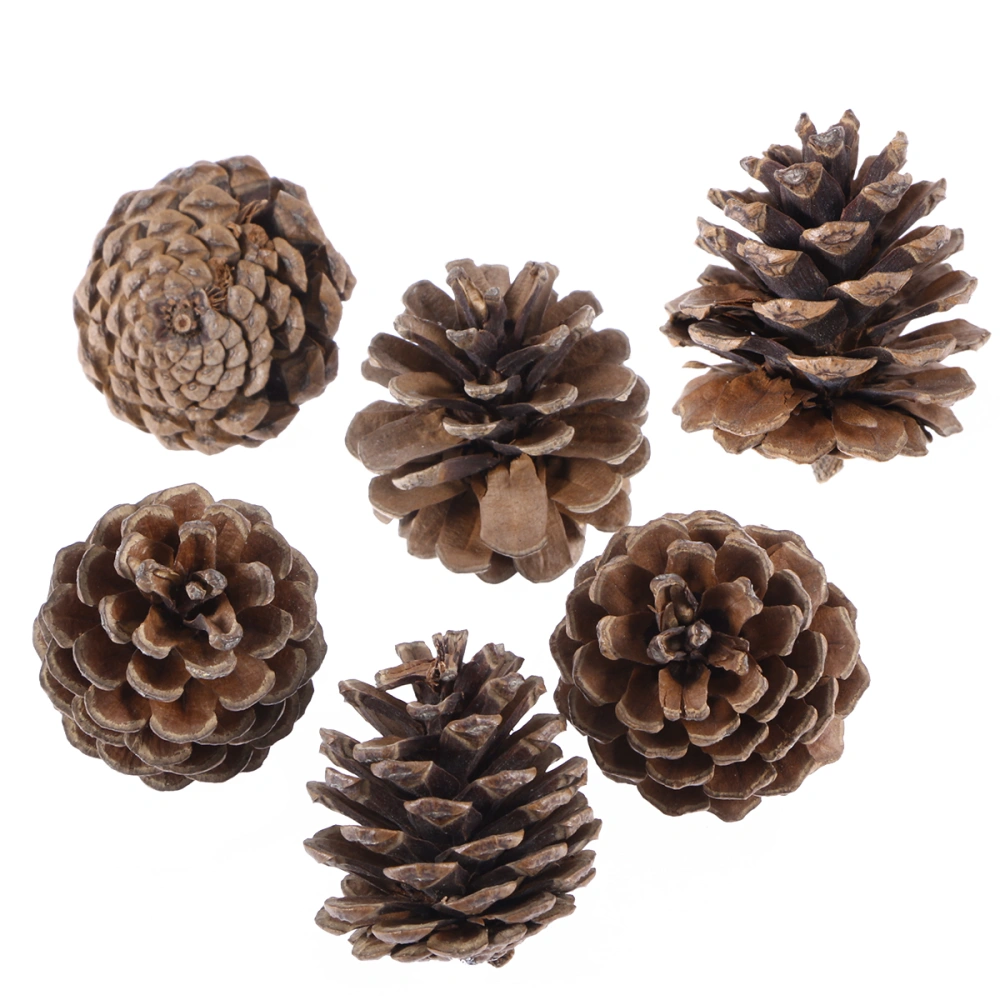 6pcs 5cm Christmas Pine Cones with String Wood Pinecone Christmas Tree Decoration Crafts for Home Ornament