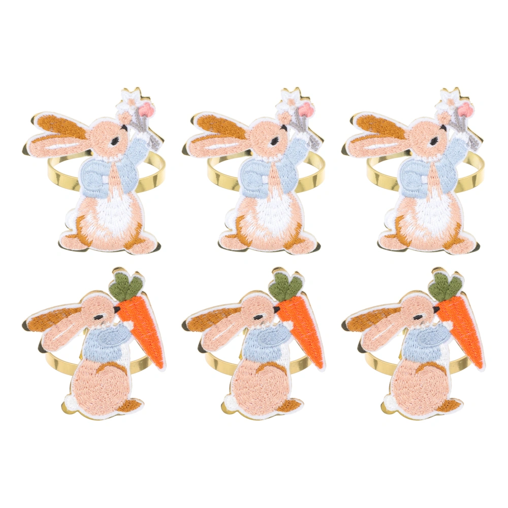 6pcs Easter Napkin Rings Napkin Buckles Easter Napkin Holders Table Supplies (Random Style)