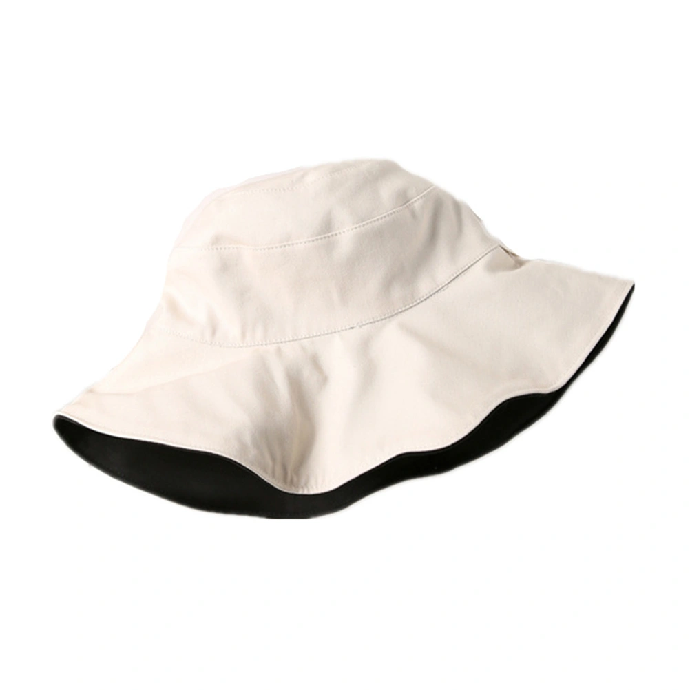 Double-side Bucket Hat Fashion Simple Japanese Style Wide Brim Sun Protection Hat Outdoor Vacation Summer Sun Hat (Black)