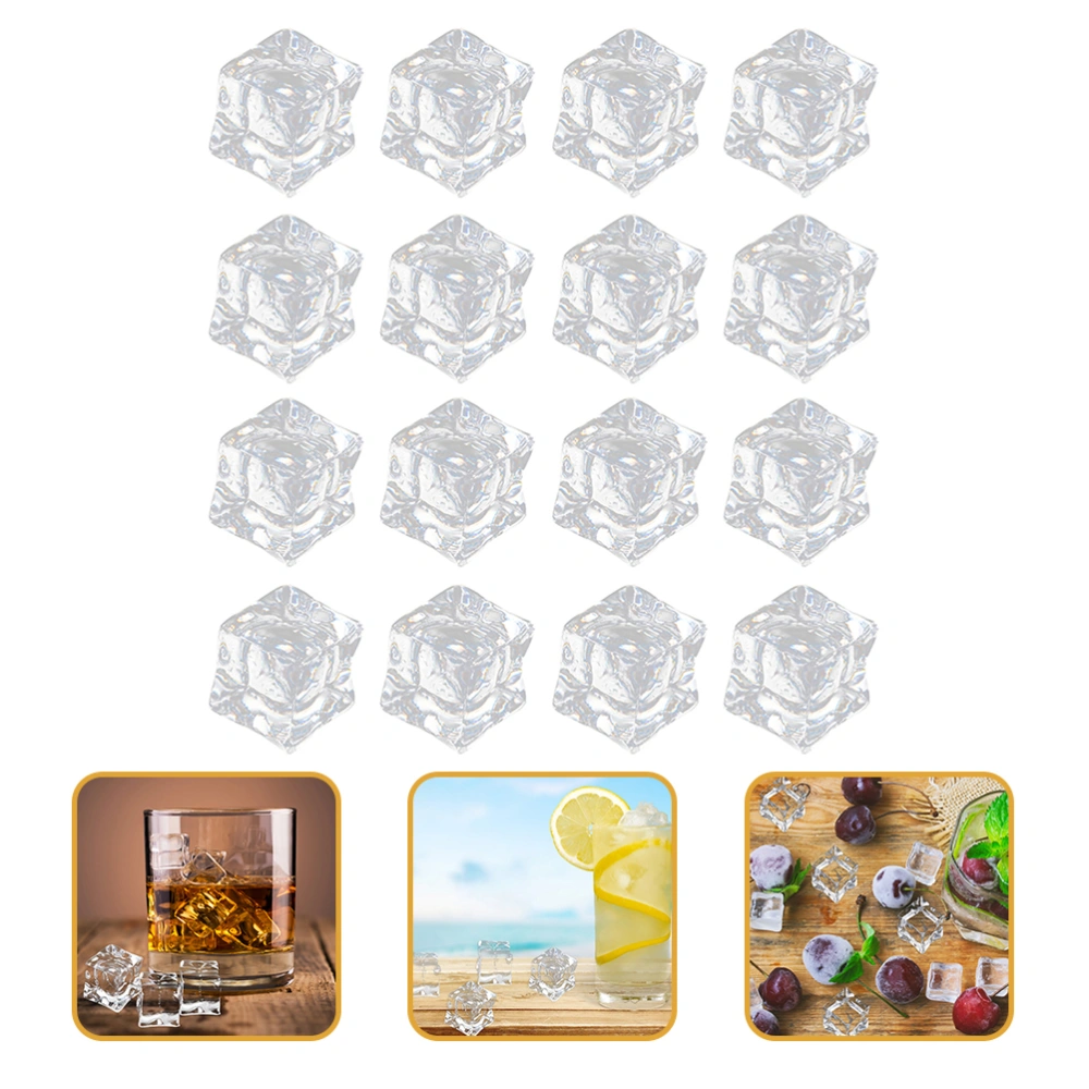 60pcs Acrylic Crystal Fake Ice Cubes Realistic Clear Ice Cubes Photo Props