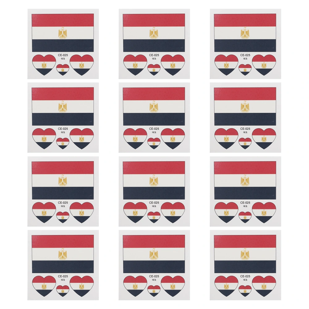 12 Pcs Country Flag Stickers Fashion Sports Body Face Art Decals  (Egypt)