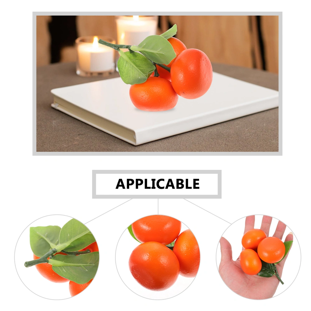 3PCS Simulation Fruit Small Oranges with Leaf Decor Lifelike Small Oranges Adornment