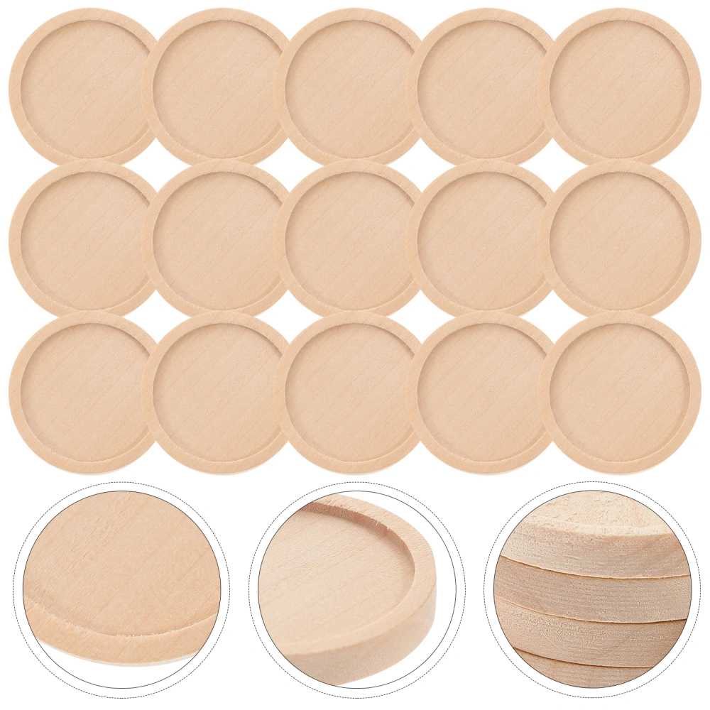 20pcs Wood Round Trays Retro Pendant Base Badge Breastpin Lapel Pin Base Jewelry Crafts Making Accessories (35MM Outer Diameter 30MM Inner Diameter Khaki)