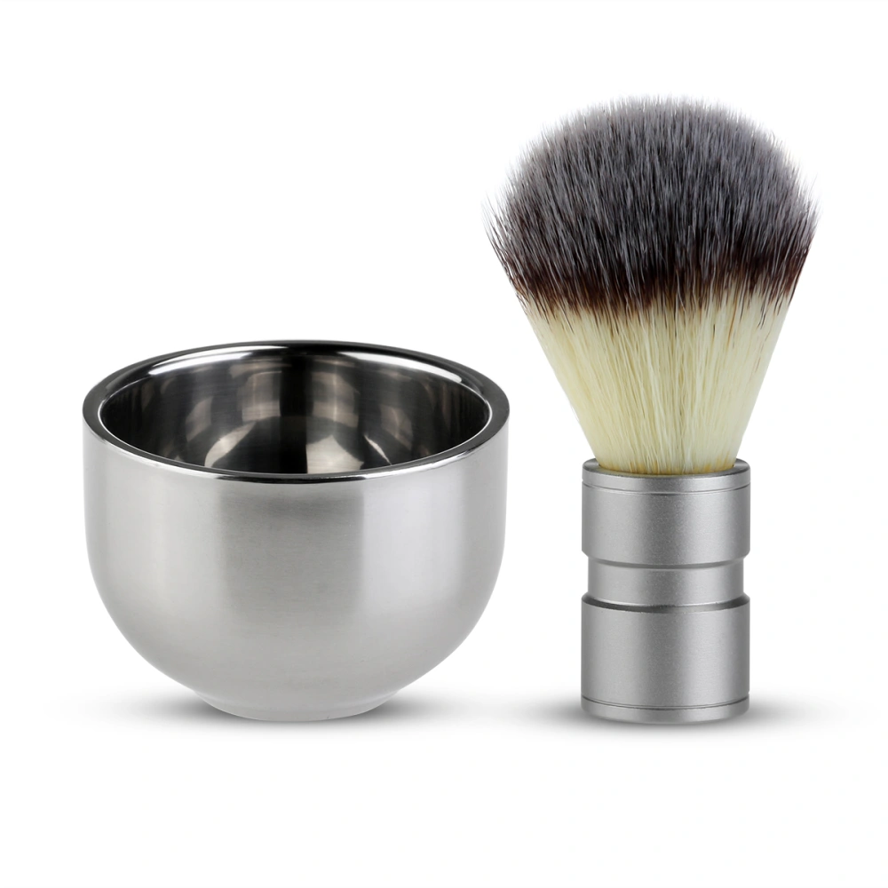 TINKSKY Badger Hair Shaving Brush with Double Layer Stainless Steel Shave Bowl Mug