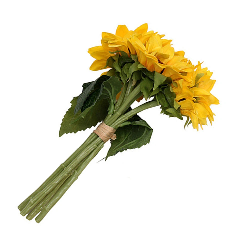 Simulation 6 Flowers Bundle Artificial Sunflowers Decor Flower Bouquet for Home Wedding