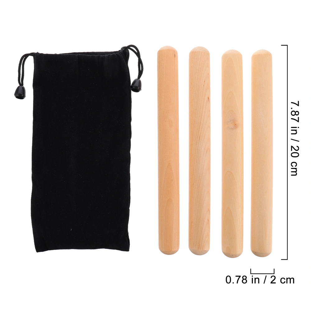 2 Pairs Lummi Stick Wooden Musical Percussion Instrument with Bag for Kids