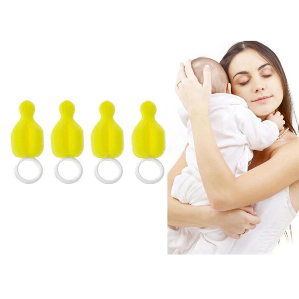 20pcs Portable Baby Bottle Teat Brush Durable Cleaning Brush Sponge Pacifier Cleaning Brush for Baby Home Outdoor (Yellow)