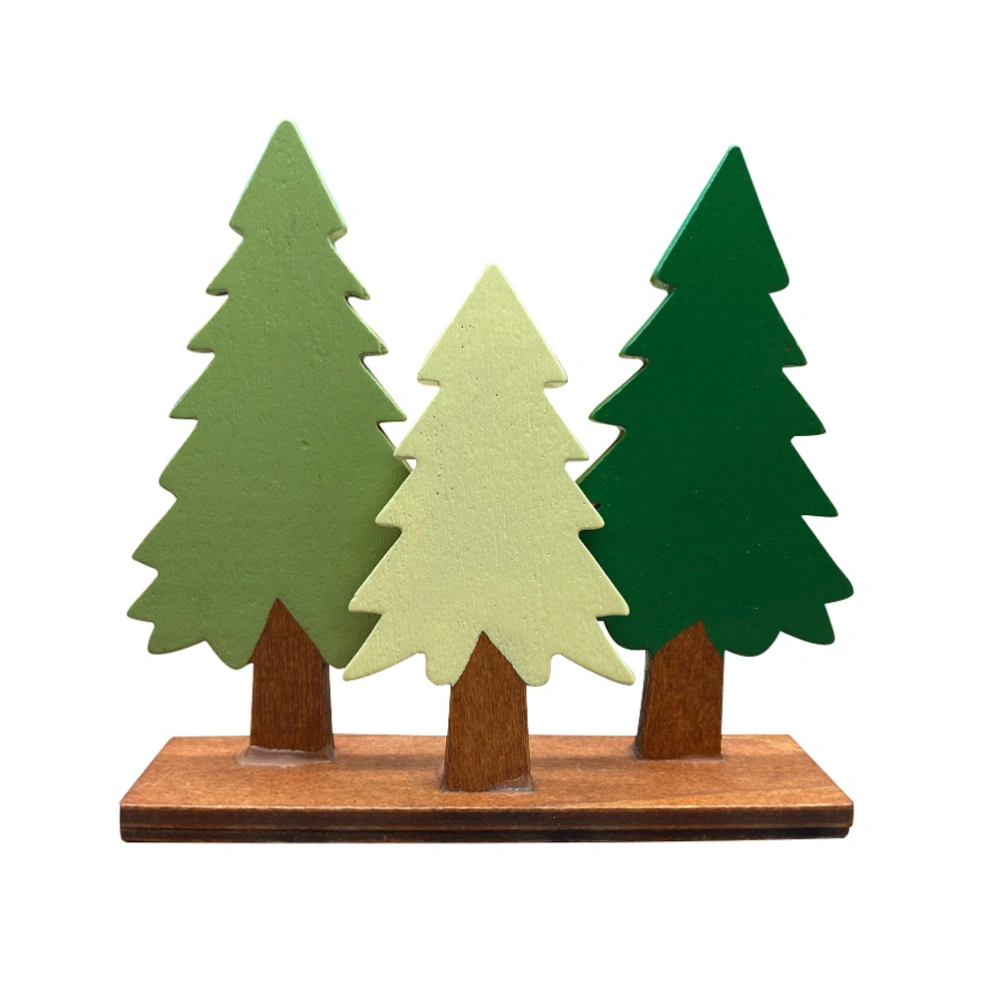 1Pc Chic Wooden Pine Shaped Tree Desktop Decor Imitation Pine Tree Adornment