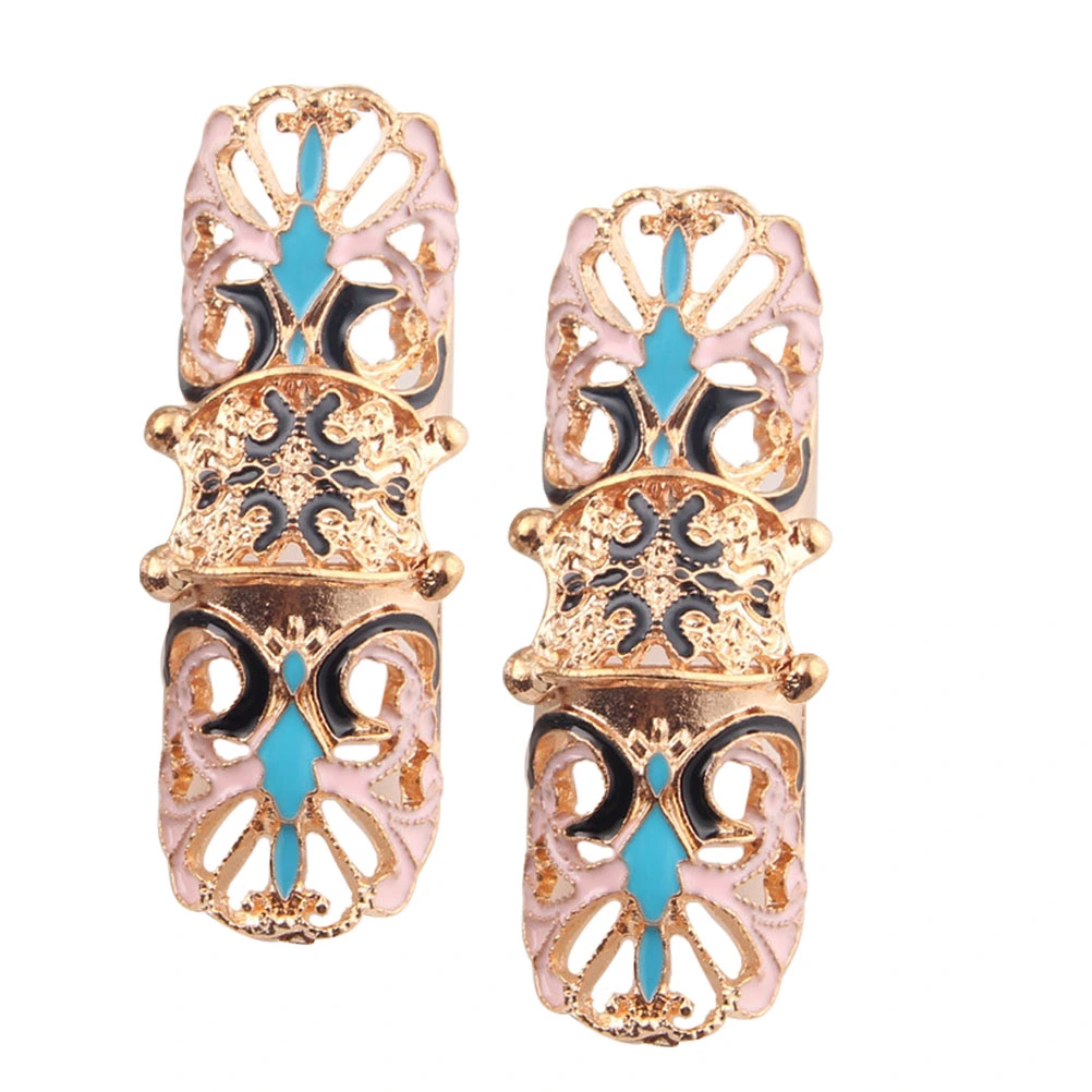 2Pcs Extra Long Metal Adjustable Ring Punk Style Design Retro Adjustable Ring