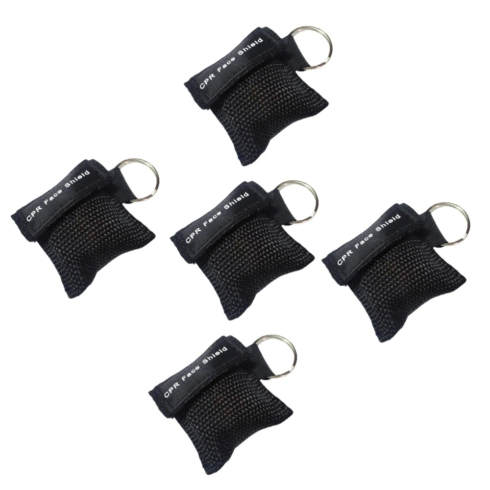 10 PCS CPR First Aid Masks One-way Keychain Kits Portable Emergency Kits (Black)