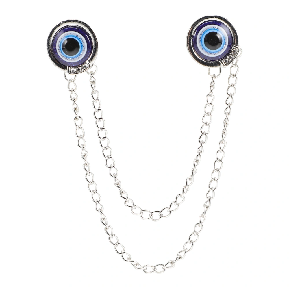 Fashion Evil Eye Collar Clip Men's Suit Brooches Shirt Chain Pin Clips