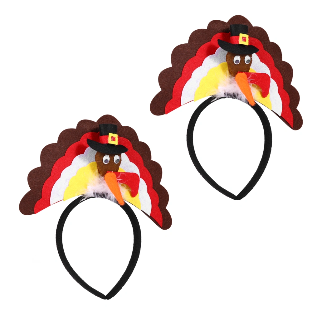 2Pcs Thanksgiving Turkey Headband Head Thanksgiving Accessories for Party