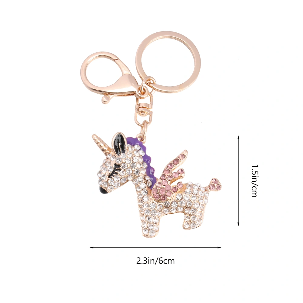 Rhinestone Unicorn Pendant Keyring Cartoon Animals Keychains Wallet Keyring