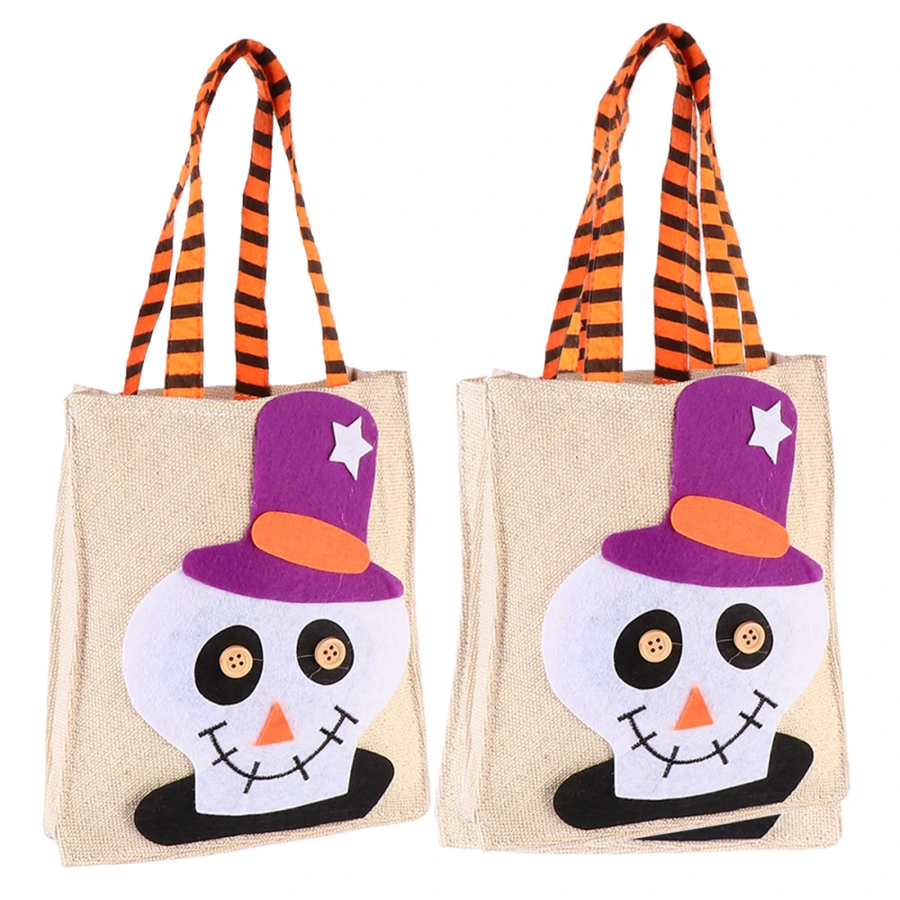 2Pcs Halloween Decorative Handbags Linen Gift Pouch Tote Bags Shopping Bags