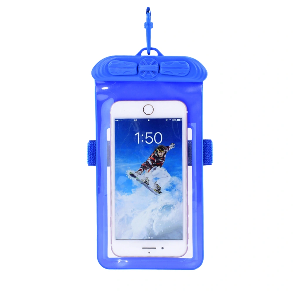 Waterproof Phone Bag Transparent Swimming Diving Phone Storage Pouch Sports Phone Protection Case for Water Sports (Blue Size L)