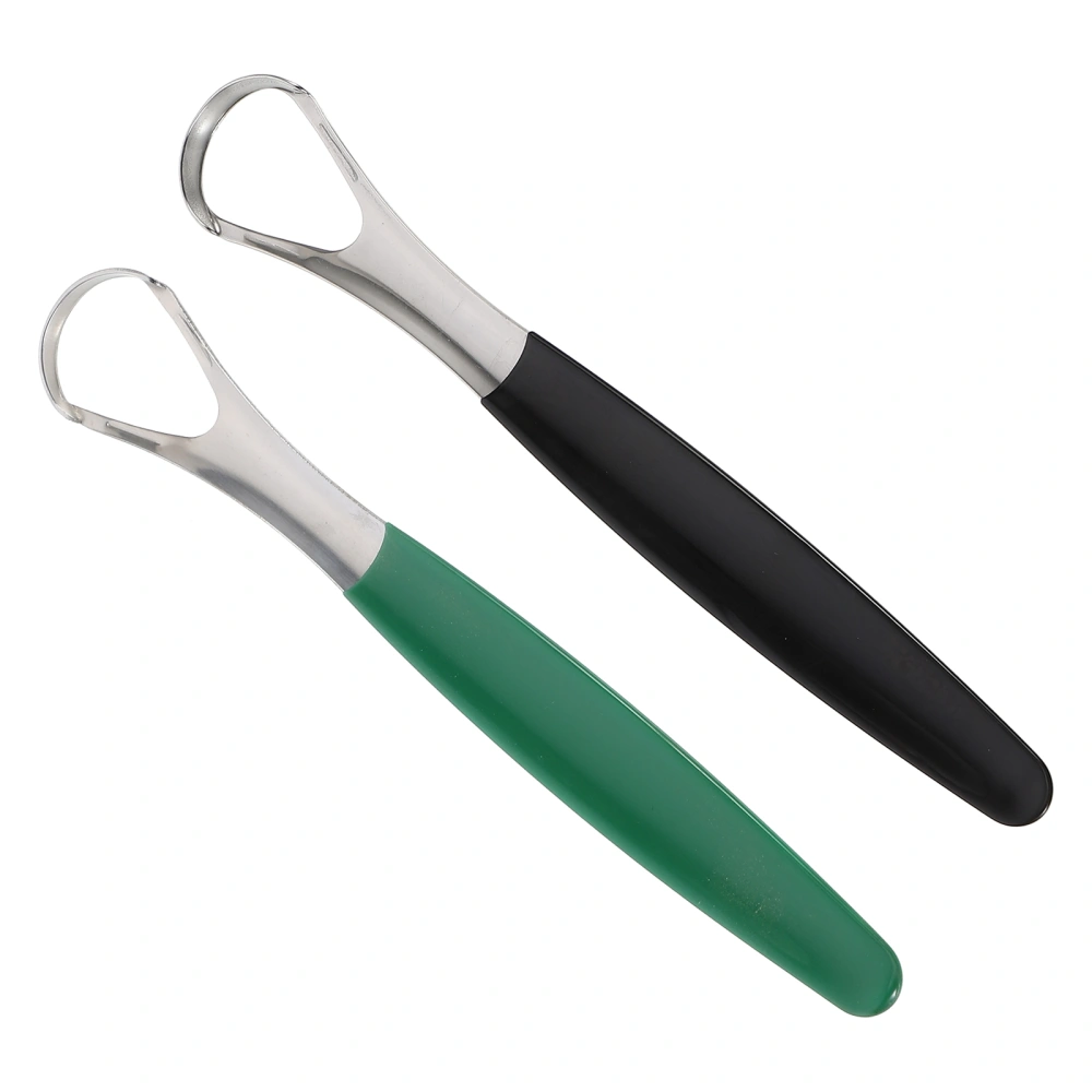 2 Sets Stainless Steel Tongue Cleaning Scrapers Tongue Cleaners Oral Care Tools