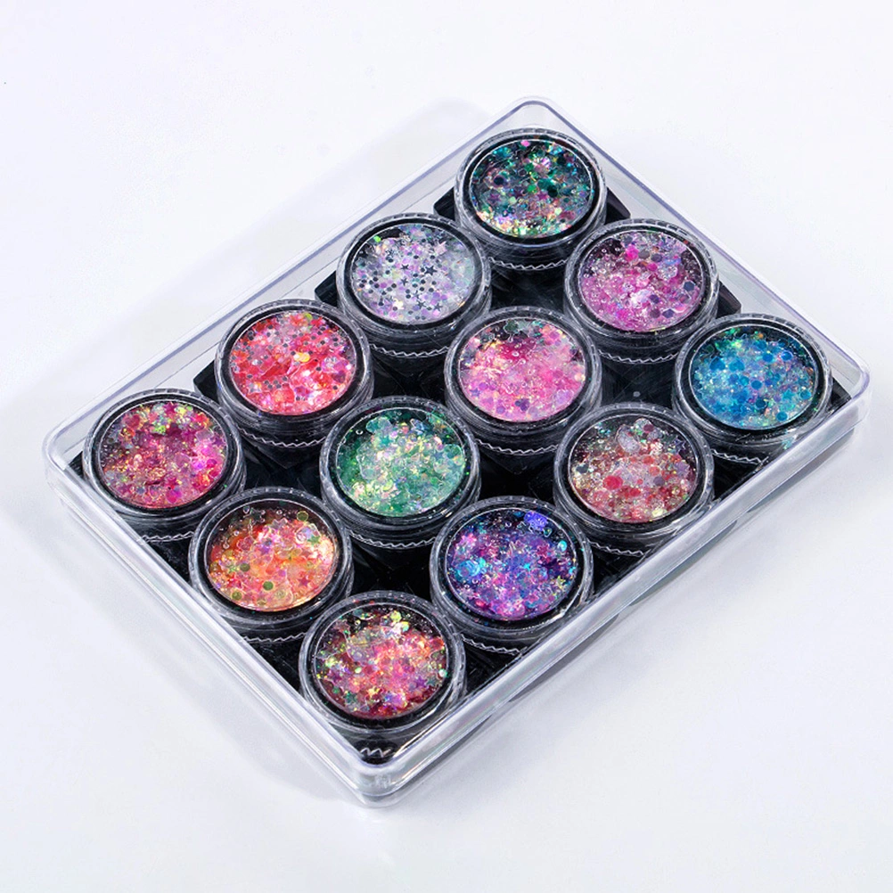 Sequined Body Gels Set 12 Colors Brilliant Facial Body Decor for Makeup Manicure