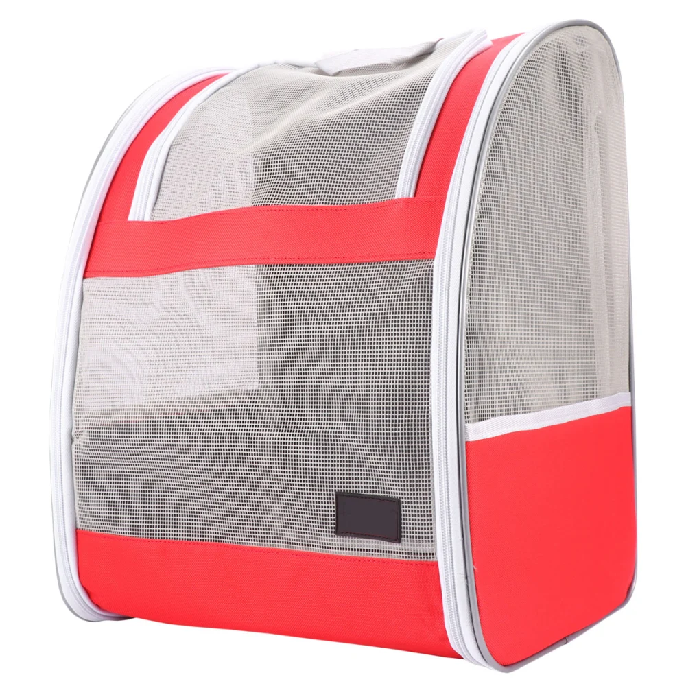 1pc Pet Backpack Outdoor Canvas Travel Bag Portable Breathable Space Capsule Backpack for Cat Dog (Red)