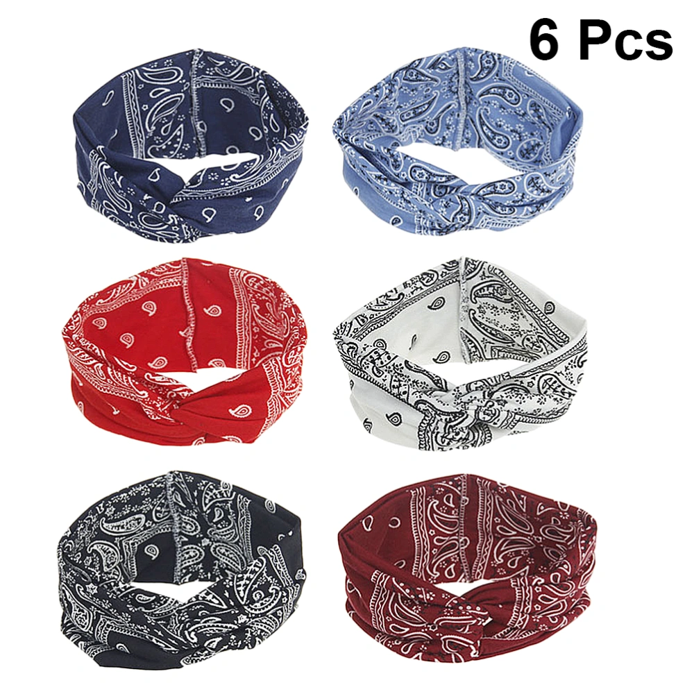 6pcs Bohemia Style Fitness Headband Elastic Hair Band Yoga Sports Hair Accessory Women Hairband (Random Color)