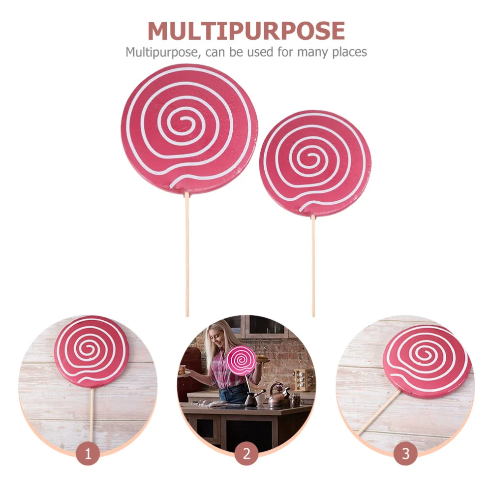 2pcs Realistic Simulation Lollipop Props Photography Props Fake Lollipop Model