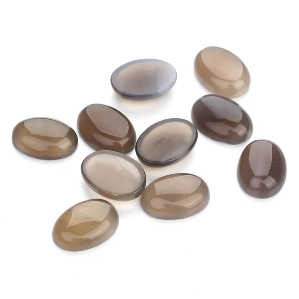 10 Pcs 10x14MM Oval Agate Stone Time DIY Sticker Patch Supplies for Jewelry Craft (Grey)