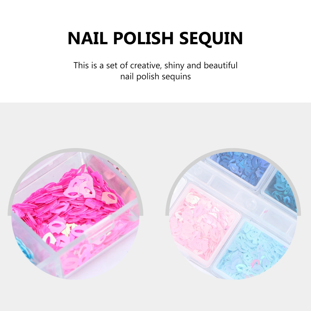 2 Boxes 24 Colores Nail Art paillette Sequins Nail Drill Ornament Manicure Paillettes Ornaments Lip Shape Design for Nail Art