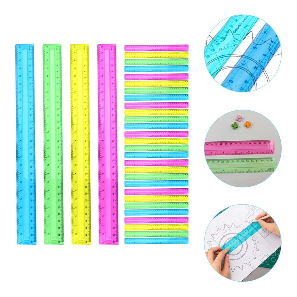 32pcs Plastic Ruler Colored Ruler Aesthetic Ruler Drawing Ruler School Supply