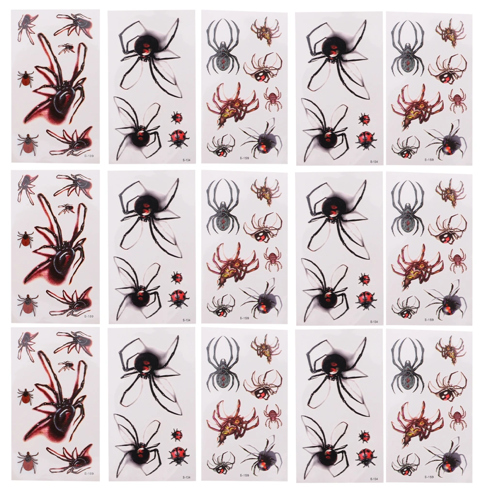 30pcs Halloween Temporary Tattoos Spiders Designs Stickers Spookiest Party Favor