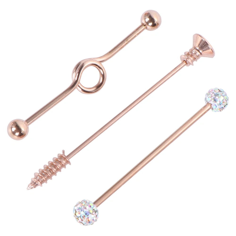 8Pcs Industrial Ear Studs Stainless Steel Arrows Screw Barbell Fashion Earring Piercing Jewelry for Woman Man (Rose Gold)