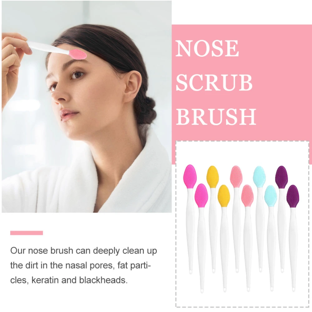 10pcs Double-Sided Nose Scrub Brushes Silicone Lip Exfoliator Brushes Beauty Supplies